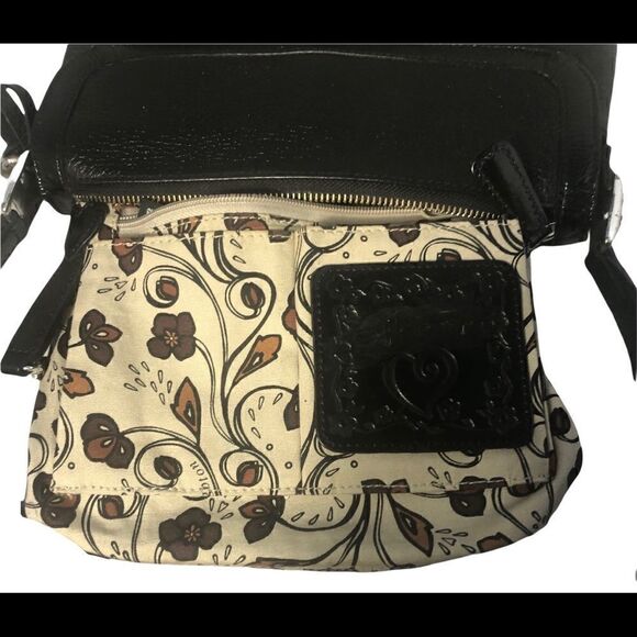 Stylish Small Black Leather Brighton Shoulder Bag with Patent Trim. NWOT - Picture 5 of 12